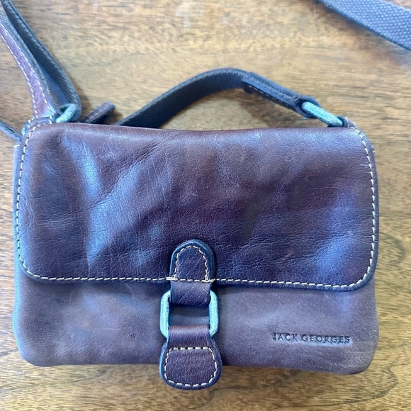 Jack Georges “The Voyager Mini Leather Crossbody” 5” X 7” X 1.25” Dark Brown EUC - Picture 7 of 16